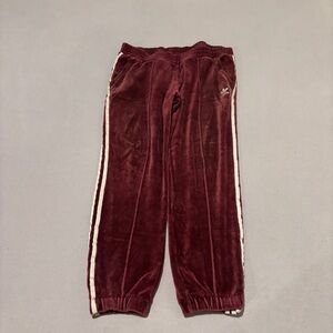 Adidas Sweatpants Joggers Womens Medium Burgundy Athletic Gym Workout Velvet